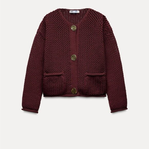 ZARA CHUNKY KNIT CARDIGAN - Picture 4 of 8